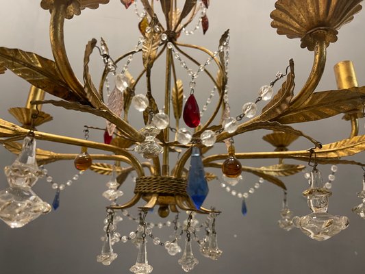 Italian Florentine Gold Gilded Murano Glass Chandelier-JJC-1175109