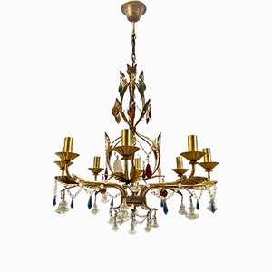 Italian Florentine Gold Gilded Murano Glass Chandelier-JJC-1175109