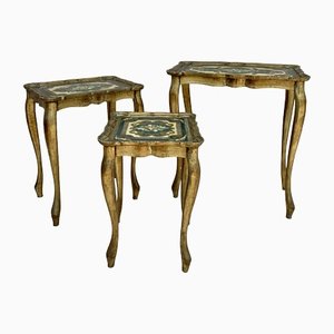 Italian Florentine Neoclassical Nesting Tables in Giltwood, 1960s, Set of 3-NOU-1450702