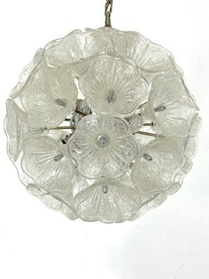 Italian Flower Murano Glass and Chrome Sputnik Ceiling Light in the style of Venini, 1970s-OT-1811476