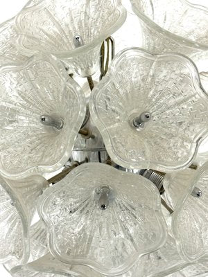 Italian Flower Murano Glass and Chrome Sputnik Ceiling Light in the style of Venini, 1970s-OT-1811476