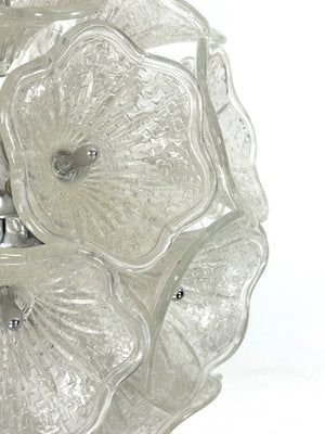 Italian Flower Murano Glass and Chrome Sputnik Ceiling Light in the style of Venini, 1970s-OT-1811476