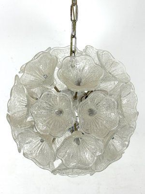 Italian Flower Murano Glass and Chrome Sputnik Ceiling Light in the style of Venini, 1970s-OT-1811476