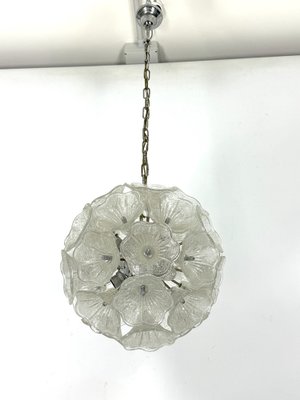 Italian Flower Murano Glass and Chrome Sputnik Ceiling Light in the style of Venini, 1970s-OT-1811476