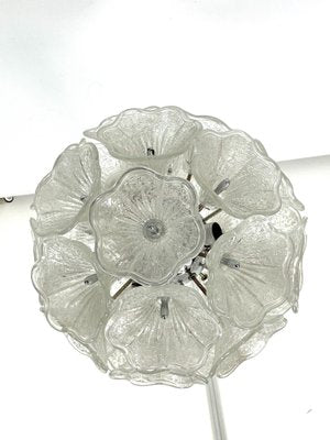 Italian Flower Murano Glass and Chrome Sputnik Ceiling Light in the style of Venini, 1970s-OT-1811476