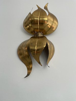 Italian Flower Shaped Gold Metal Wall Lamp, 1960s-RDS-1722835