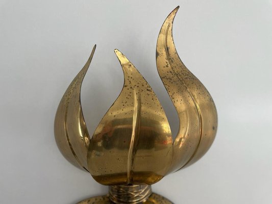 Italian Flower Shaped Gold Metal Wall Lamp, 1960s-RDS-1722835