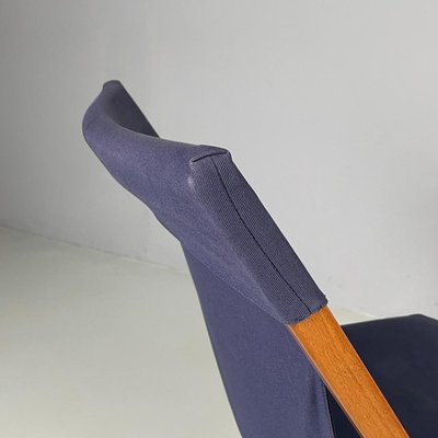 Italian Folding Chair in Wood and Blue Fabric Structure, 1990s-GDD-2020933