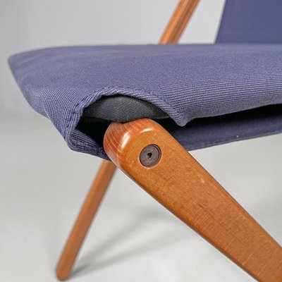 Italian Folding Chair in Wood and Blue Fabric Structure, 1990s-GDD-2020933