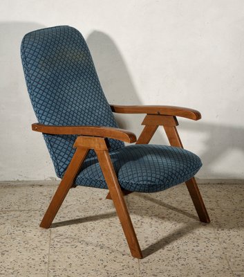 Italian Folding Deck Chair with Fabric, 1980s-RAQ-800745