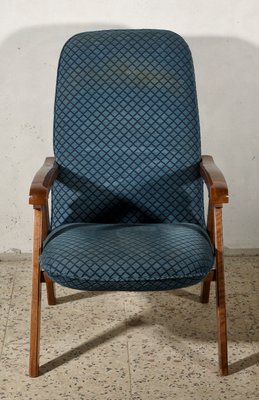 Italian Folding Deck Chair with Fabric, 1980s-RAQ-800745