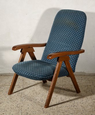 Italian Folding Deck Chair with Fabric, 1980s-RAQ-800745