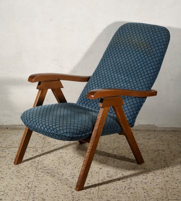 Italian Folding Deck Chair with Fabric, 1980s-RAQ-800745