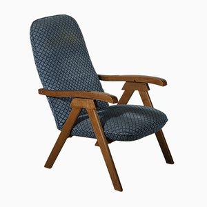 Italian Folding Deck Chair with Fabric, 1980s-RAQ-800745