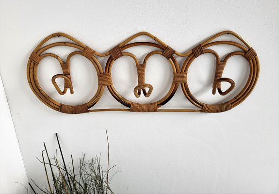 Italian French Riviera Style Coat Rack in Bamboo & Rattan, 1960s-EUP-1405815