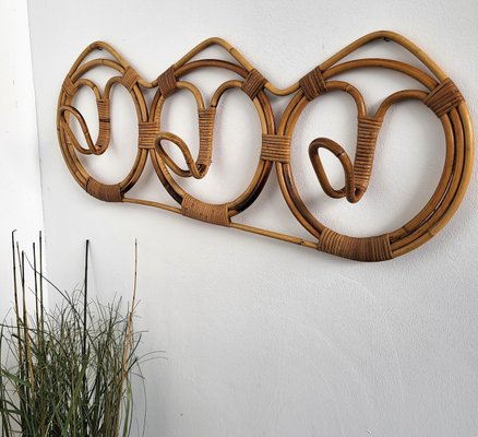 Italian French Riviera Style Coat Rack in Bamboo & Rattan, 1960s-EUP-1405815