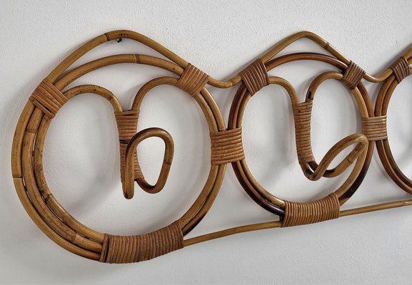 Italian French Riviera Style Coat Rack in Bamboo & Rattan, 1960s-EUP-1405815