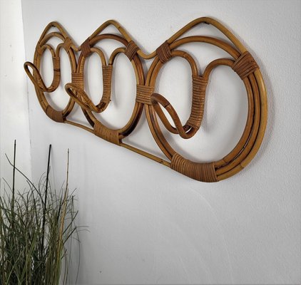 Italian French Riviera Style Coat Rack in Bamboo & Rattan, 1960s-EUP-1405815