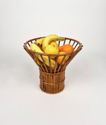 Italian Fruit Bowl Centerpiece in Bamboo and Rattan, 1960s-LYQ-1317498