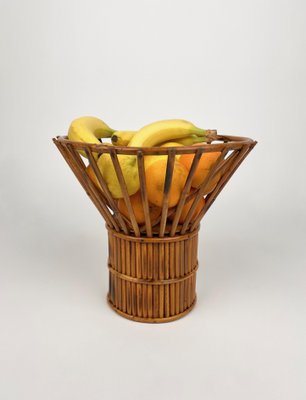 Italian Fruit Bowl Centerpiece in Bamboo and Rattan, 1960s-LYQ-1317498