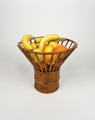 Italian Fruit Bowl Centerpiece in Bamboo and Rattan, 1960s-LYQ-1317498