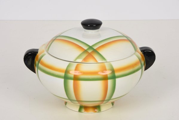 Italian Futurist Airbrushed Ceramic Soup Bowl by Angelo Simonetto, 1930s-JDR-1125561