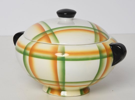 Italian Futurist Airbrushed Ceramic Soup Bowl by Angelo Simonetto, 1930s-JDR-1125561