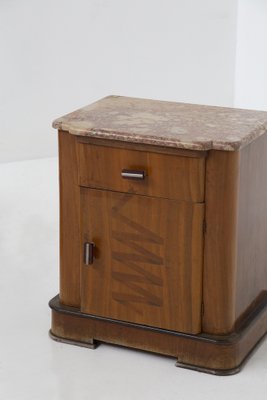 Italian Futurist Bedside Tables in Marble and Walnut, 1915, Set of 2-RCE-1704655