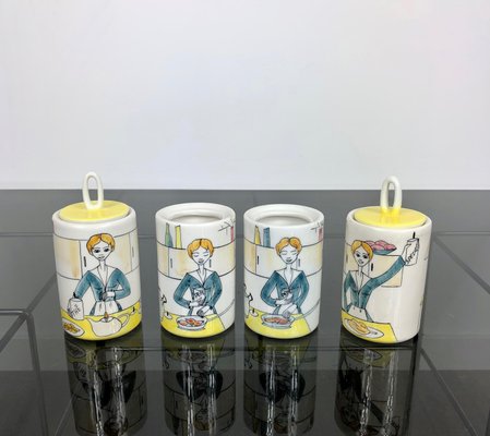 Italian Futurist Ceramic Spice Jar Mix from Alfa, 1950s, Set of 9-LYQ-1171813