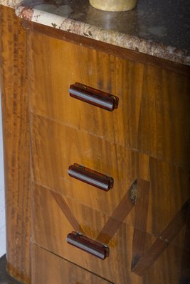 Italian Futurist Chest of Drawers in Marble and Wood with Iconographic Inlay, 1915-RCE-1704651