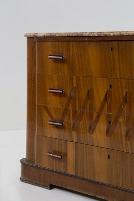 Italian Futurist Chest of Drawers in Marble and Wood with Iconographic Inlay, 1915-RCE-1704651