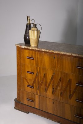 Italian Futurist Chest of Drawers in Marble and Wood with Iconographic Inlay, 1915-RCE-1704651