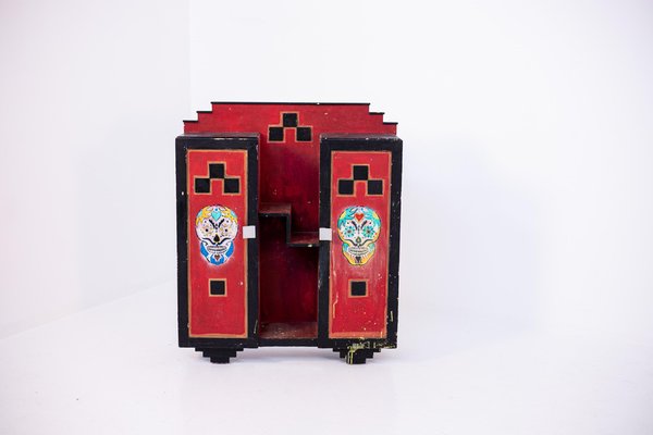 Italian Futurist Red Wood and Applications Cabinet-RCE-1099543