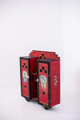 Italian Futurist Red Wood and Applications Cabinet-RCE-1099543