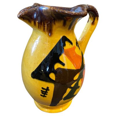 Italian Futurist Yellow, Brown and Orange Ceramic Jug, 1930s-NMK-1056903