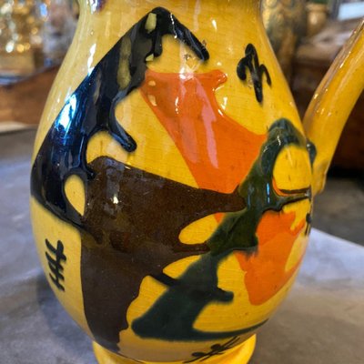 Italian Futurist Yellow, Brown and Orange Ceramic Jug, 1930s-NMK-1056903