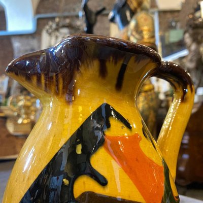 Italian Futurist Yellow, Brown and Orange Ceramic Jug, 1930s-NMK-1056903