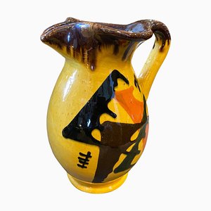 Italian Futurist Yellow, Brown and Orange Ceramic Jug, 1930s-NMK-1056903