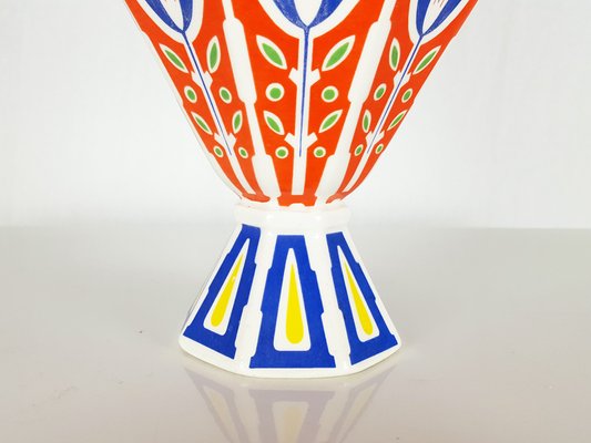 Italian Geometric and Floral Ceramic Urn from Sicas Sesto Fiorentino, 1960s-RD-1814409