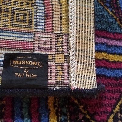 Italian Geometric Woolen Rug by Missoni for T&J Vestor, 1980s-QGR-2040388