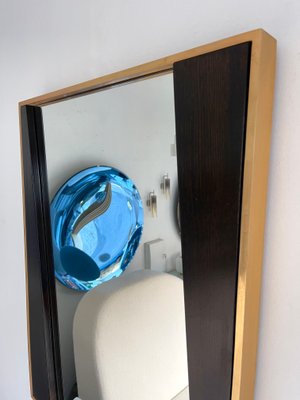 Italian Geometrical Wood and Brass Mirror, 1970s-FUE-1128603