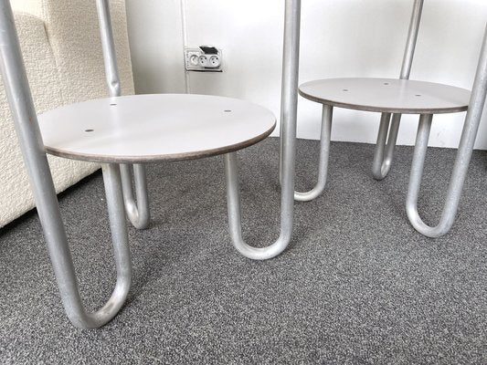 Italian Geometry Formica Marquetry and Metal Side Tables, 1980s, Set of 2-FUE-1313200