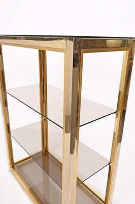 Italian Gilded Brass Bookcase with Glass Shelves by Renato Zevi , 1970s-JDR-1292512