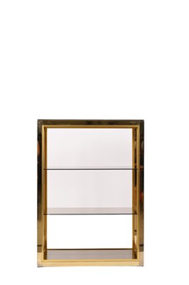 Italian Gilded Brass Bookcase with Glass Shelves by Renato Zevi , 1970s-JDR-1292512