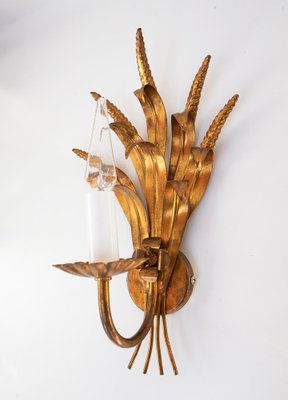 Italian Gilded Metal Wheat Sheaf Wall Light, 1960s-JWI-1785642