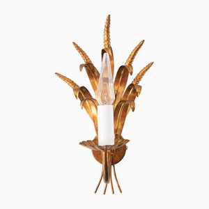 Italian Gilded Metal Wheat Sheaf Wall Light, 1960s-JWI-1785642