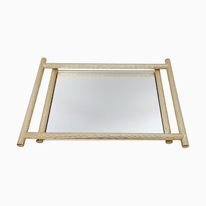 Italian Gilded Tray with Mirror, 1970s-FO-769898