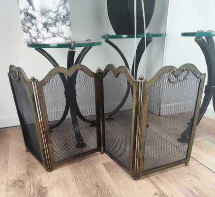 Italian Gilt Brass Fireplace Screen or Fire Screen-EUP-1051086