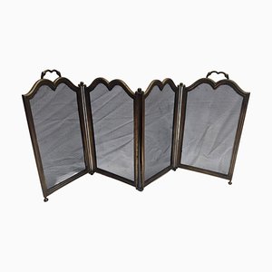 Italian Gilt Brass Fireplace Screen or Fire Screen-EUP-1051086