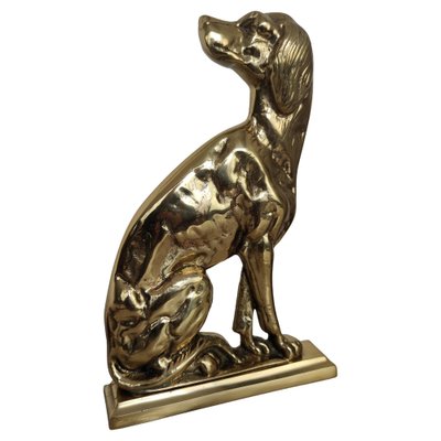 Italian Gilt Brass Setter Dog Door Stop or Bookend, 1970s-EUP-1043563